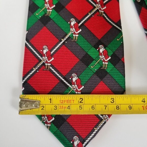Hallmark Golf Santa Men's Silk Necktie Christmas Holiday Traditions Hand Made - Picture 4 of 8